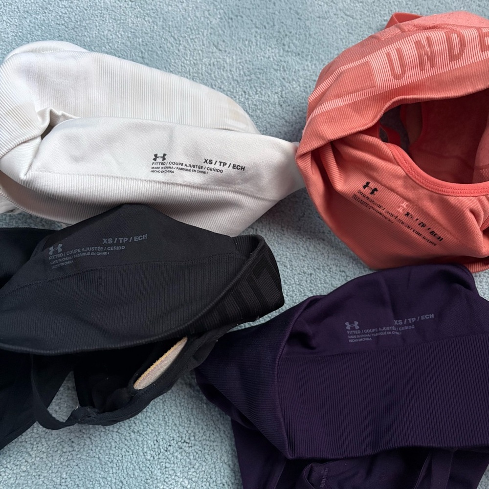 Under Armour Seamless Sports Bras Bundle Set - White, Orange, Black, Purple Lot - Picture 3 of 11